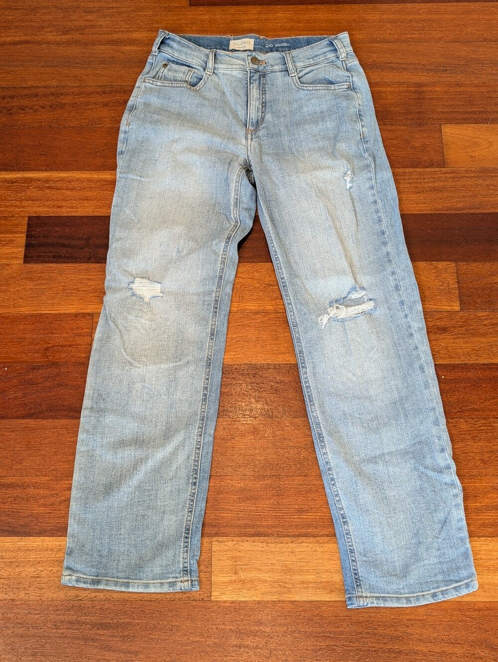 Pilcro Light Blue Relaxed Jeans with Distress